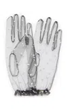 Valentino Ruched Lace Gloves In Black