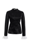 Valentino Ruched Sateen Top In Black
