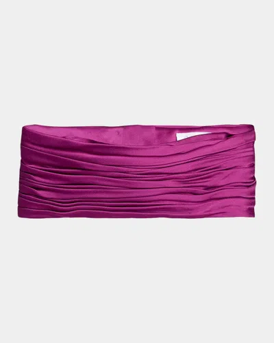 Valentino Garavani Ruched Satin Cummerbund Waistband In Pink