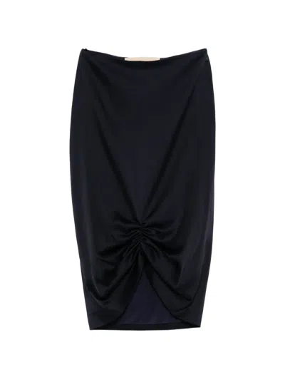 Valentino Ruched Skirt In Blue