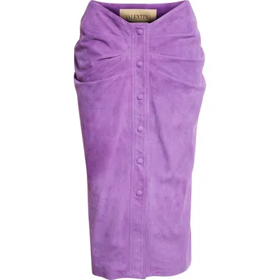 Valentino Button Detailed Gathered Skirt In Purple
