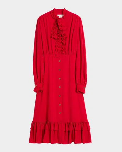 Valentino Red Dress With Ruffled Bow
