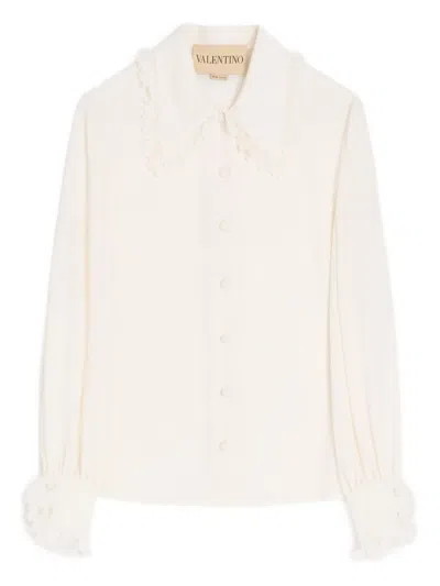 Valentino Crepe De Chine Shirt In Neutral