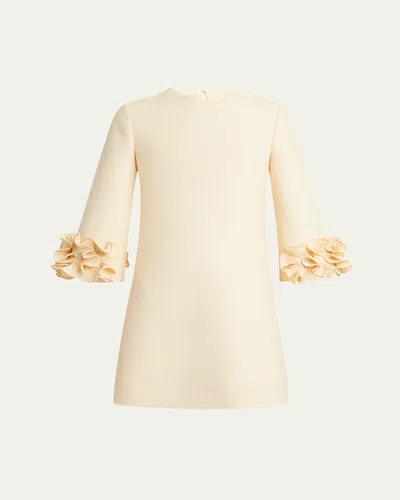 VALENTINO RUFFLE CUFF CREPE COUTURE SHORT DRESS