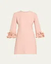 Valentino Ruffle Cuff Crepe Couture Short Dress In Pink