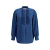 Valentino Ruffled Denim Blouse