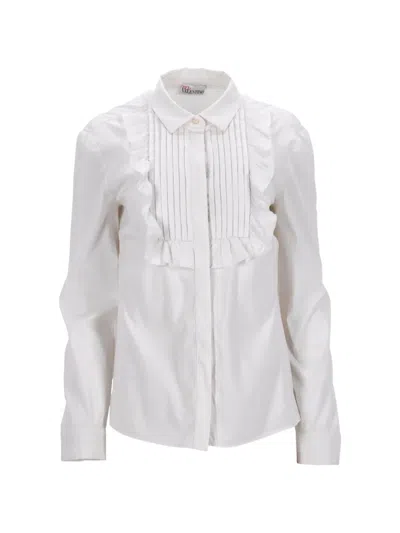Pre-owned Valentino Ruffle-detail Long-sleeve Shirt In White