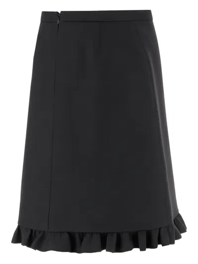 Valentino Ruffle-detail Midi Skirt In Black