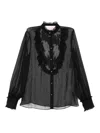 Valentino Ruffled Lace-trimmed Silk-chiffon Blouse In Black