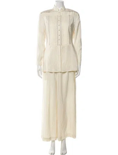 Pre-owned Valentino Ruffle Embellishment Pantsuit In Neutrals