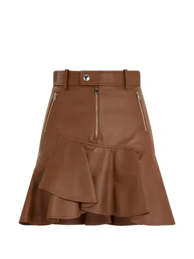 Valentino Ruffle-hem Mini Skirt In Brown