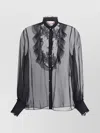Valentino Silk Chiffon Blouse With Lace And Ruffles Trim