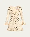 Valentino Belted Ruffled Polka-dot Wool And Silk-blend Mini Dress In Light Hazelnut