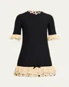 Valentino Ruffle Silk Crepe Mini Dress In Black