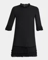 Valentino Ruffle Silk Crepe Mini Dress In Black