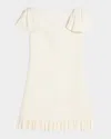 Valentino Ruffled Wool And Silk-blend Crepe Mini Dress In Ivory