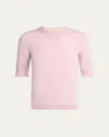Valentino Ruffle Trim Half Sleeve Wool Top In Pink