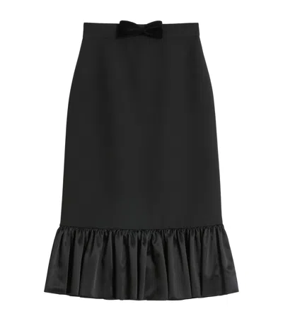 VALENTINO RUFFLE-TRIM MIDI SKIRT