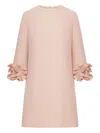 Valentino Crepe Couture Floral Detailed Mini Dress In Pink