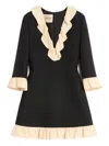 Valentino Womens Navy Betulla Ruffled V-neck Wool And Silk Midi Dress In Black