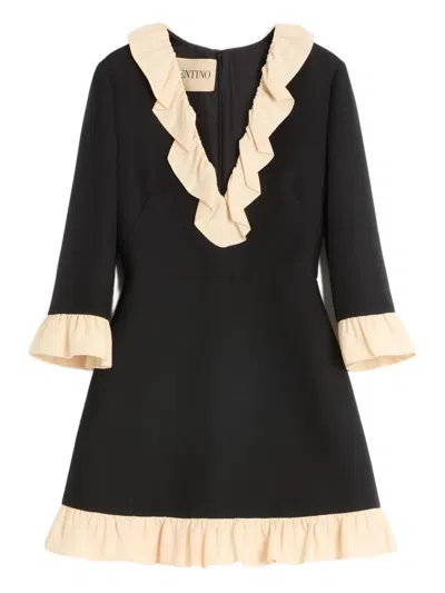 Valentino Crepe Couture Mini Dress In Black