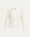Valentino Ruffle-trim Silk Button Blouse In Multi