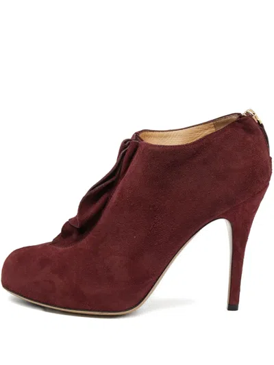 Pre-owned Valentino Garavani Ruffle-trim Suede Booties