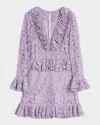 Valentino Robe Courte En Heavy Lace Femme Lavande 44 In Lavender