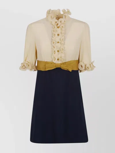 VALENTINO RUFFLED COLLAR DRESS BOW DETAIL