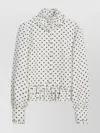 Valentino Ruffled Collar Jacket With Polka Dot Pattern In White