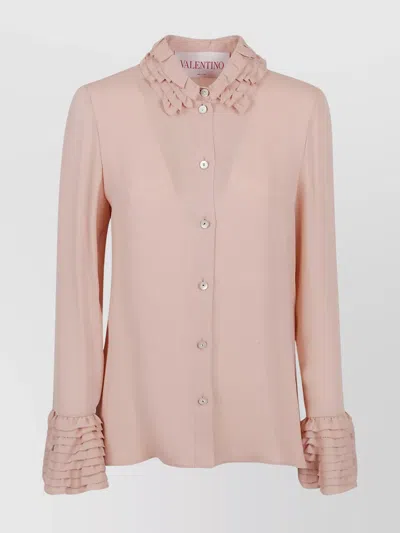 VALENTINO RUFFLED COLLAR LONG SLEEVE SHIRT