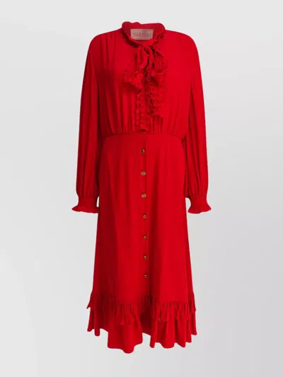 Valentino Ruffled Collar Long Sleeves Dress