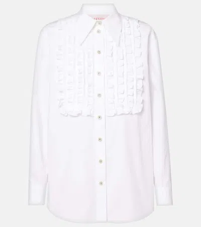Valentino Ruffled Cotton Poplin Shirt In White