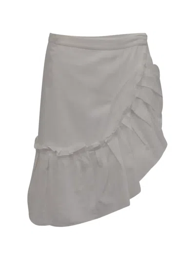 Pre-owned Valentino Ruffled Cotton Skirt In White