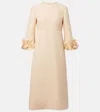 Valentino Womens Rose Mist Embellished Thee-quarter Sleeves Wool And Silk Midi Dress