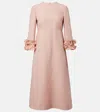 Valentino Womens Rose Mist Embellished Thee-quarter Sleeves Wool And Silk Midi Dress
