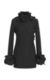 Valentino Ruffled Crepe Mini Dress In Black