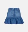 Valentino Denim Skirt Ruffled Hem In Blue