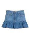 Valentino Denim Skirt Ruffled Hem In Blue