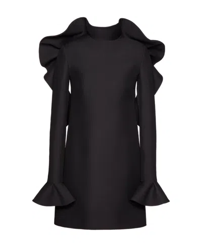 Valentino Ruffled-detail Mini Dress In Black