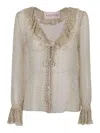 Valentino Polka Dot Printed Ruffled Top