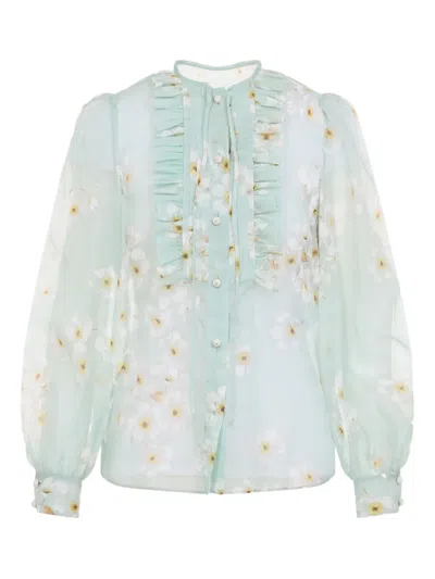 VALENTINO RUFFLED FLORAL-PRINT SHIRT
