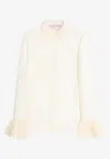 Valentino Ruffled Georgette Shirt In Ivory