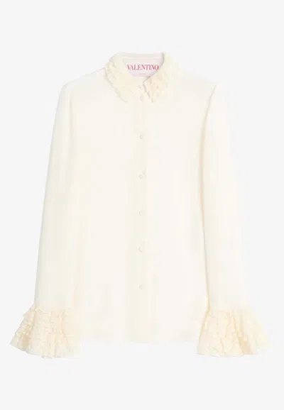Valentino Ruffled Georgette Shirt In Ivory