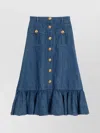 Valentino Garavani Blue Denim Cotton Skirt