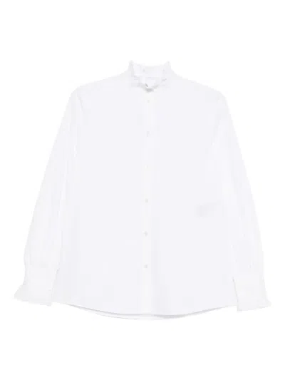 Valentino Ruffled High-neck Shirt In White