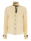 Valentino Ruffled High-neck Shirt In Yellow