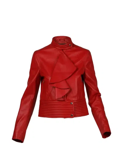 Valentino Ruffled Jacket In Red