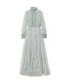 Valentino Ruffled Lace-trimmed Pleated Silk-chiffon Gown In Green