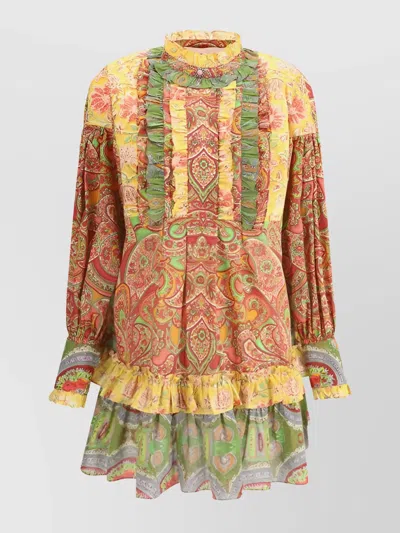 Valentino Kurzes Kleid Aus Voyage Imaginaire Kaschmir-musselin Frau Multicolor 44